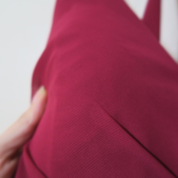 Azazie David A-line Pleated Chiffon Floor Length Dress Burgundy Formal Wedding - Picture 11 of 13